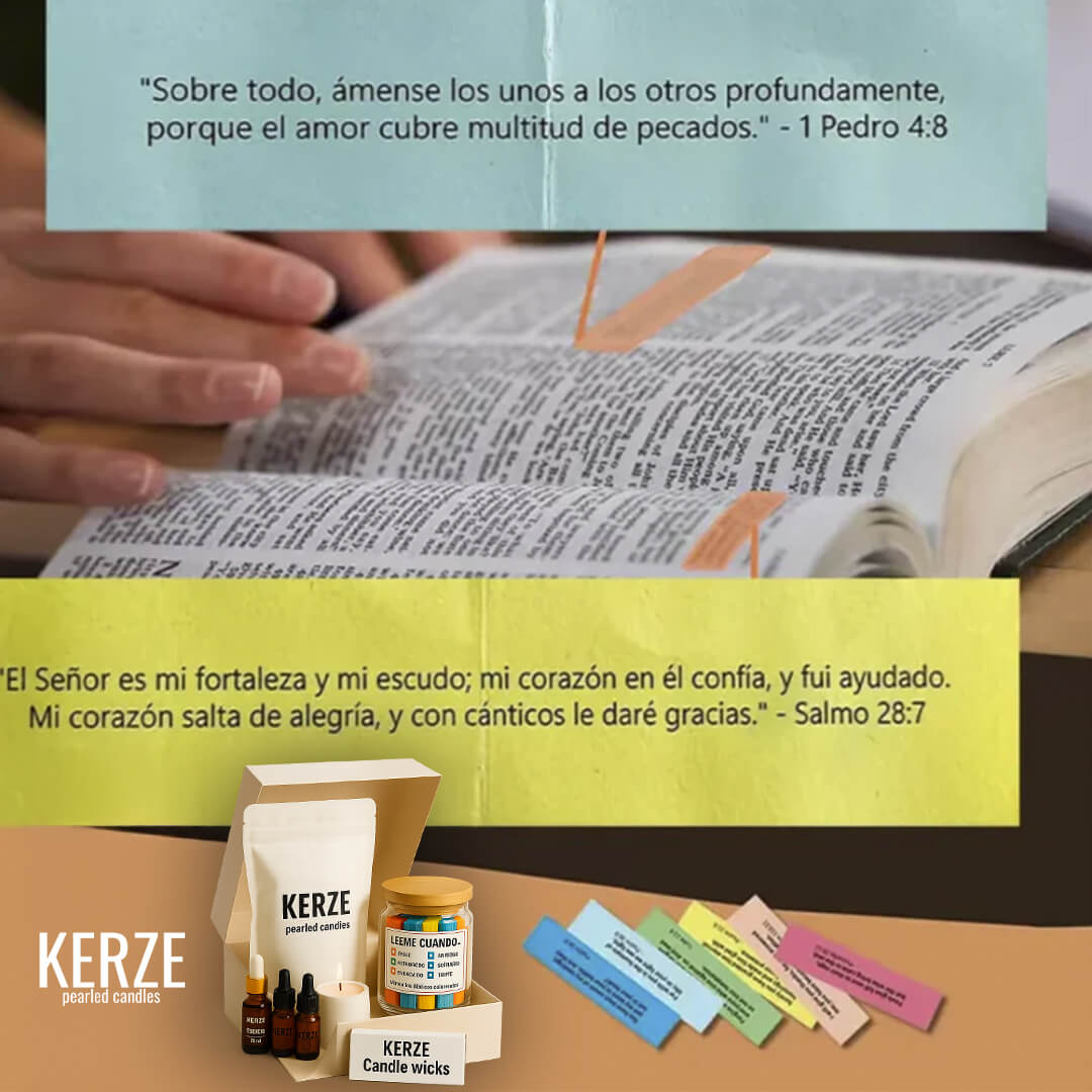 Pack Esperanza – Kit Espiritual con Velas de Arena + Frasco Biblico Kerze ®