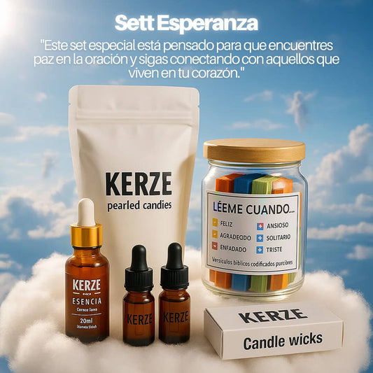 Pack Esperanza – Kit Espiritual con Velas de Arena + Frasco Biblico Kerze ®
