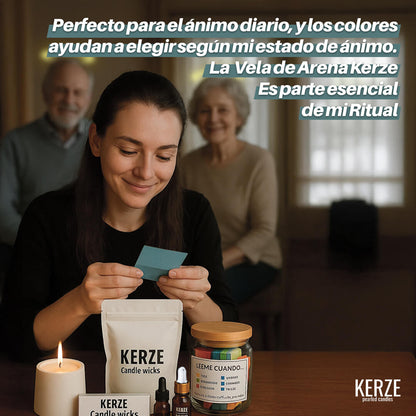 Pack Esperanza – Kit Espiritual con Velas de Arena + Frasco Biblico Kerze ®