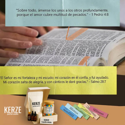 Pack Esperanza – Kit Espiritual con Velas de Arena + Frasco Biblico Kerze ®